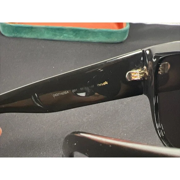 Gucci Acetate Square Frame Sunglasses GG0142SA-001 Black - Picture 13 of 16